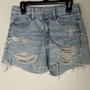 American Eagle Outfitters Faded Blue Ripped Jean Shorts